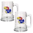 Kansas Jayhawks NCAA 2pc 15oz Glass Tankard Set by Great American Products