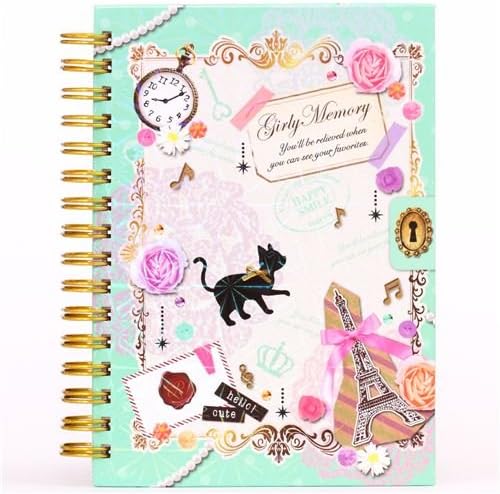 kawaii mdeium-sized ring binder notebook cat Paris
