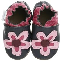 Robeez Infant/Toddler Flower Slip-On With Socks,Navy,0-6 Months (US Infant 1-2 M)