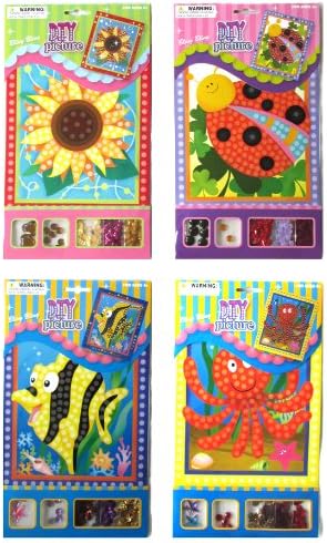 DIY Picture Kit W/Gems & Sequins Set of 4 Different Designs 8" x 6.625"