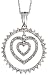 14k White Gold 18 Chain & 13/16 (21mm) tall Heart Circle Pendant, w/ 0.50 Carat Brilliant Cut Diamonds