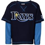MLB Majestic Tampa Bay Rays Preschool Layered Long Sleeve T-Shirt - Navy Blue/Light Blue (4)