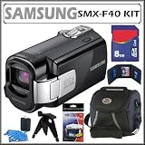 Samsung SMX-F40 Memory Card Digital Camcorder with 52x Optical Zoom in Black + 8GB Accessory Kit