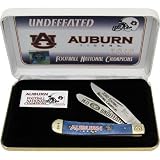 Frost Cutlery & Knives SETAUNC102 Auburn Tigers 2010 Football National Champions Commemorative Trapper Knife with Blue Smooth Bone Handles