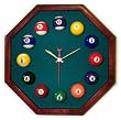 13in Octagon Billiard Clock Cherry & Dark Green Mali Felt (fls)