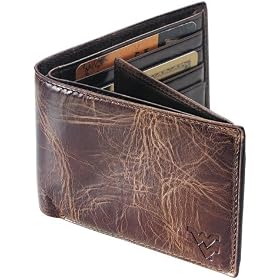 Fossil Men's Leather Wallet - West Virginia- Roster Traveler (Color: Brown)