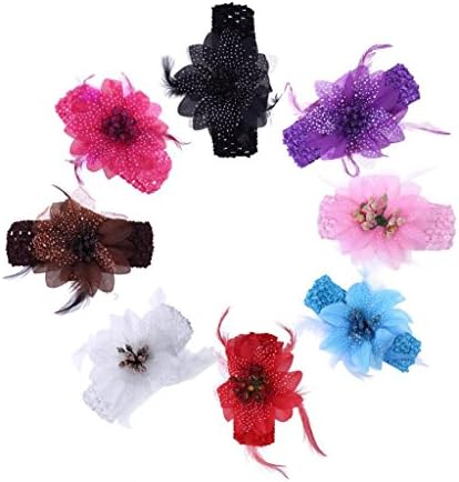 8color girls Feather Headband Flower Feather Baby Hairbands Infant Knitting Hair Weave Baby feather