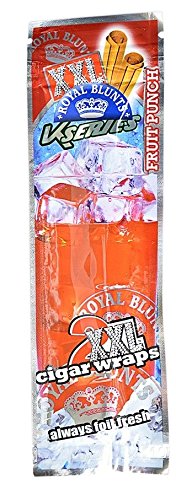 Royal XXL Cigar Wraps Fruit Punch 4 Packs Per Order with Bakebro Silicone Container