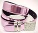 Metallic Pink Ladies Belt Rhinestone Encrusted Buckle