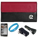 Red & Black Portola Executive Leather Holster Carrying Case with Fixed Belt ....