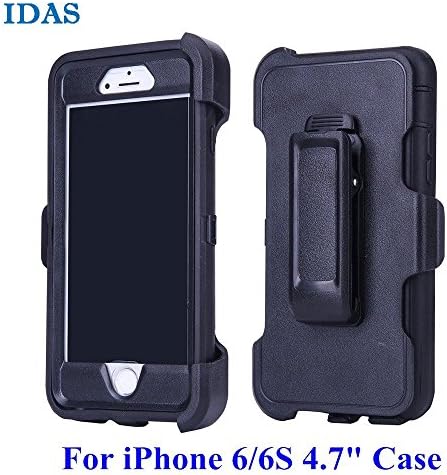 iPhone 6/6S Case Heavy Duty Shockproof Series Max Protection Case Cover for iPhone 6/6S (4.7"-inch), Hard Armor Dual Layer Protector with Built-in Screen Protector / Holster / Belt Clip (Black)