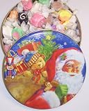 Gourmet Food : Scott's Cakes Assorted Nougat Salt Water Taffy in a Mini Santa's Toys Tin