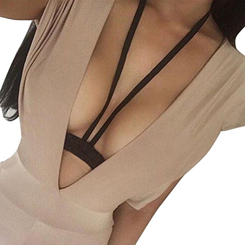Tenworld Women Bandage Harness Bra Elastic Bra Strappy Hollow Out Bra Bustier (S)