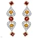 Earrings With 3.85ctw Precious Stones - Genuine Clean Diamonds, Sapphires and Tourmalines Made in 18K Three tone Gold. Total item weight 12.2g Length 42.5mm