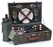 Rendezvous Picnic Basket with Deluxe Service for 4. In Cotton Liner. With Individual Cooler Separate Saucer for Glasses and Cups. By Picnic & Beyond