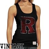 Original Retro Brand Rutgers Scarlet Knights Ladies Black Distressed Racer Vintage Tank Top