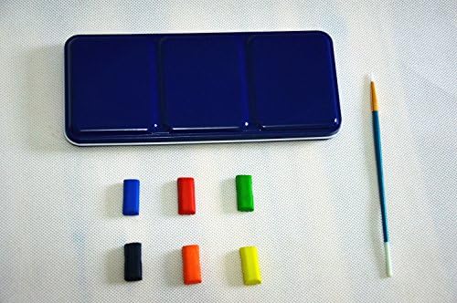Morishin-24 Artist's Watercolor Paint Set,For Kids Adults Beginners and Professionals (blue With Tin Metal Case, Brush, Mixing Tray, 24 Paint Cakes, Vibrant Colors)