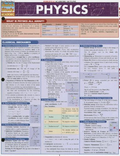 Textbook - Physics Formulas and Tables: Classical Mechanics, Heat, Gas, Thermodynamics, Electromagnetism, Optics, Atomic Physics, Physical Constants, Symbols & more. ... (Mobi Study Guides) (Quickstudy: Academic)