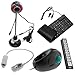 GTMax 5pcs - Black/Red Flexible 5MP USB Camera Webcam with Microphone + Black USB Handheld Trackball Finger Mouse + Black USB/PS2 Flexible Silicone Keyboard +White/Silver USB Flexible Work/Read Light with 3 White LED + 10 Port High Speed USB Hub