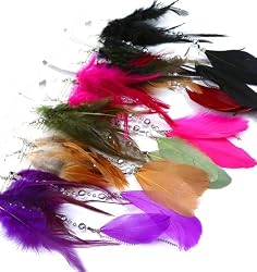 Improving Lifestyles Feather Earrings Purple with silver Dangle Beads