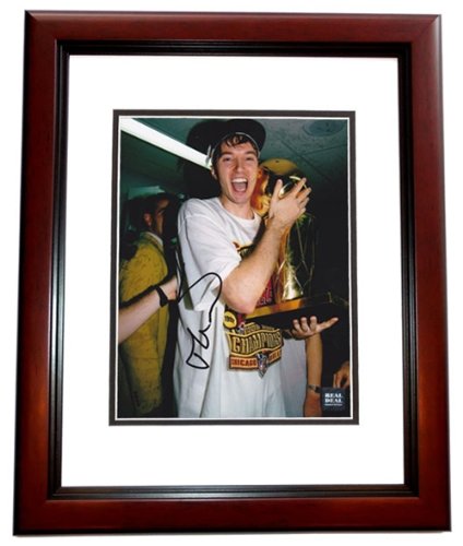 Toni Kukoc Autographed/Hand Signed Chicago Bulls 8x10 Championship Photo MAHOGANY CUSTOM FRAME