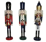 Set Of 3 Classic Slim Toy Soldier And King Christmas Nutcrackers #308350A
