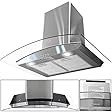 30" Kitchen Wall Mount Stainless Steel Glass Range Hood Stove Vents