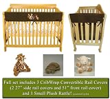 CribWrap Crib Wrap 3pc Bahn Cover By Trend Lab Set - 1 bis 51 "Front-Rail Cover &amp; 2 bis 27" Side-Rail Covers &amp; BONUS Cloud B Plüsch Rattle - Dr. Seuss ABC (Brown)