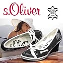 s.OLIVER, Damen Pumps, Keilabsatz, Decksohle Leder, schwarz-weiss