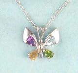 Genuine Gemstones Sterling Silver Butterfly Necklace
