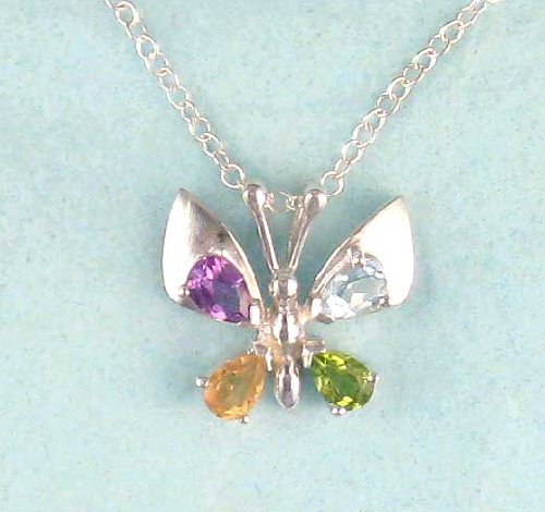 Click here to buy Genuine Gemstones Sterling Silver Butterfly Necklace.