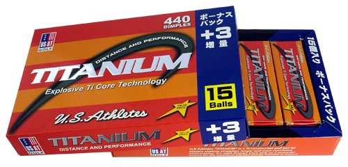 USアスリート(US Athletes) チタニウムボール 15P 構造:高反発ツーピースボール カバー:ソフトサーリンカバー コア:チタン配合高反発コア ディンプル:440ディンプル :台湾製 USBA-6135