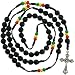 Picture of Religious - Rosaries:Rasta Rosary on Black Cord - Faceted 8mm Plastic Beads - 28 Inch Necklace - 21 Inch Overall Length