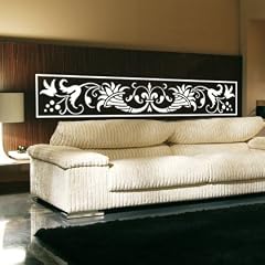 WANDTATTOO w274 Ornament, Bumen Wandaufkleber 80x13 cm weiss