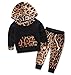 Baby Girls Floral Fleece Hoodie+ Floral Pant Leggings 2 Piece Outfits Set (12-18M, Leopard)