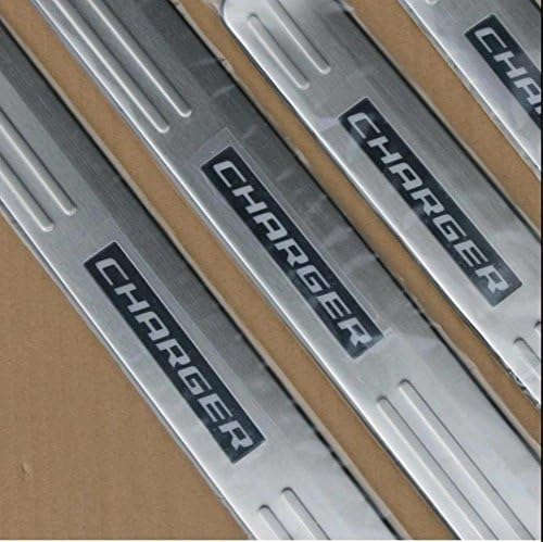 Car Space for Dodge Charger 2012 2013 2014 2015 Door Sill Trim with Led Upgrade Light Illuminated Protector Protection Stainless Steel Scuff Plate Welcome Pedal Plates 4pcs