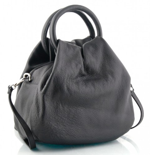 Kleine Leder Handtasche schwarz - Beuteltasche
