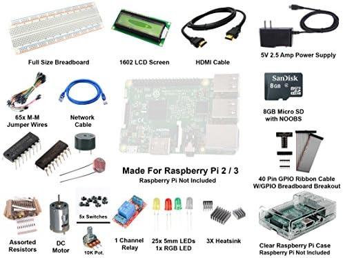 Raspberry Pi 3 Starter Kit - SD Card Noobs Wifi Breadboard 1602 HDMI GPIO Arduino Compatible