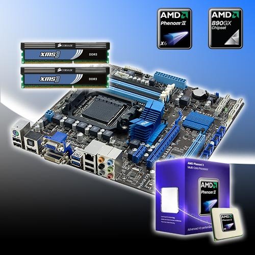 Amd Phenom X6 6 Core 1055t Cpu - Asus M5a88-m Usb3 Motherboard - 4gb Ddr3 1600mhz Bundle Bu078 Picture