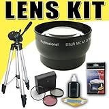 DavisMAX 2X Telephoto Lens with 3 Piece Filter Kit and Tripod Bundle for Ca ....