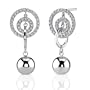Dramatically Pretty: Sterling Silver Celebrity Style Linked Circle Bead Drop Earrings with Cubic Zirconia