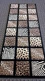 Modern Area Rug Runner 31"x7 - Sculpture 251 Black Animal Prints
