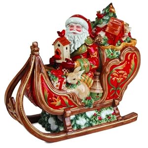 Fitz and Floyd Bellacara Santa and Sleigh Cookie Jar by 
