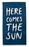 Citta Design 'Here Comes The Sun' Designer Oversized Beach Towel, Neptune Blue, Beautiful Indian Cotton, 38x70 inches