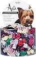 Aria Satin Ribbon Tiny Dog Bows Canister with Rosettes, 100-Pack,