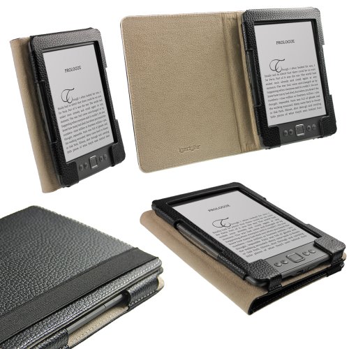 igadgitz 'Slimline' Nero Eco Pelle Custodia Case Cover Protezione per Amazon Kindle 4 Wi-Fi 6