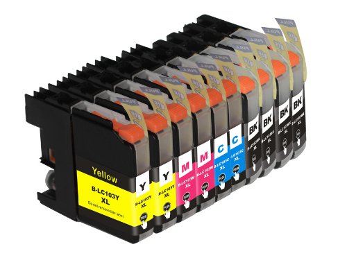 TS 10PK Compatible Ink Cartridges for Brother LC103 LC-103 (4 Black, 2 Yellow, 2 Magenta, 2 Cyan) for Multifunction Printers MFC-J4310DW MFC-J4410DW MFC-J4510DW MFC-J4610DW MFC-J4710 MFC-J470DW MFC-J475DW MFC-J870DW MFC-J875DW