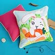 Onitiva - [Bunny & Carrot] Embroidered Applique Pillow Cushion / Floor Cushion (19.7 by 19.7 inches)
