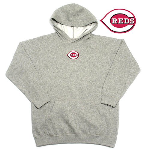 Cincinnati Reds MLB "JV" Youth Pullover Hooded Sweatshirt For Kids (Heather)
