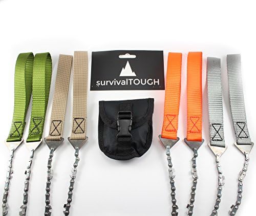 NEW! Survival Pocket Chain Saw with Pouch. Now With Military Grade Webbing and Colors! (24 Inch) -by survivalTOUGH (Woodland Green)